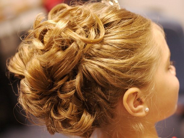 Dark Brown Curly Updo