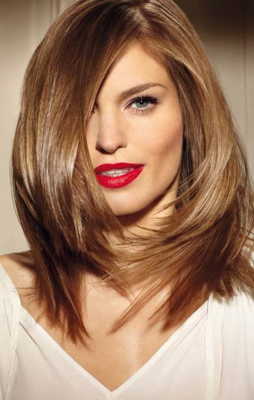 layered haircut for thick hair of medium length